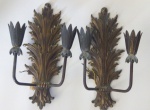 Antiga arandela de parede em metal - Altura: 35 cm