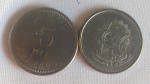 Duas moedas de cinco cruzados 1987