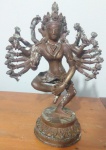 Estátua antiga budista estilo Tibetana,confeccionada em metal - Altura: 15 cm- Lote com oxidações.