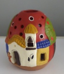 Casinha em cerâmica  decorativa colorida - Altura; 11 cm Diâmetro; 8 cm