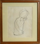 BRUNO GIORGI -  " Figura", desenho nanquim sobre papel, assinado no canto inferior direito. Med.: 30 x 24 cm.