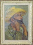SEM ASSINATURA - " Figura Masculina com chapéu", O.S.M. Med.: 54 x 37 cm.