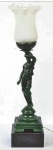 Philippe Bordeau  Belíssima Escultura Francesa em bronze, cinzelada, esculpida e patinada,  apresentando Jovem.  Base em mármore preto Belga,  iluminada no segmento superior,  cúpula  em vidro satinado, assinada. Altura  72 cm 