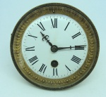 Máquina de relógio com mostrador esmaltado, cristal facetado e bronze, 11,3 cm de diâmetro