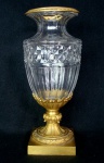 Baccarat, vaso em cristal com armação em bronze francês, 28cm