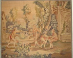 Grande tapeçaria Aubusson francesa, século XIX, realizada a mão, 165x198cm