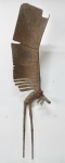 Carlos Tenius, escultura em ferro soldado, intitulada "Dança 2005", relevo, registrada pelo artista com número 1264/41, maio de 2005, possui etiqueta de identificação do artista no verso 127x33 cm
