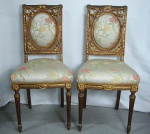 Importante par de cadeiras francesas estilo Louis XVI em dourado, século XIX, 56x45x40 cm