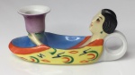 Raro porta velas em formato de mulher art deco porcelana BAVARIA marca William Goebel - 17 cm x 7 cm