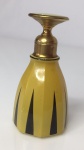 Perfumeiro em vidro pintado art deco amarelo com detalhes em preto - 10 cm