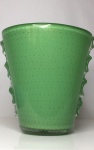 Belíssimo vaso de murano verde com ouro - 1960 - 25 cm x  22,5 cm
