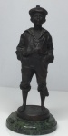 Escultura de bronze francesa original Assoviador - Siffleur  assinada V. Szczeblewski com selo da fundição francesa - 22 cm x 6,5 cm