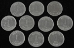 Lote composto por 10 moedas de 1 Cruzado, sendo 9 cunhadas em 1986 e 1 em 1987.
