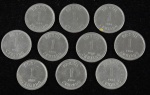 lote composto por 10 moedas de 1 Cruzado sendo 9 cunhadas em 1986 e 1 em 1988.