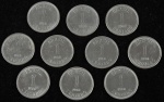Lote composto por 10 moedas de 1 Cruzado, cunhadas em 1988.