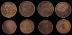 Lote composto por 4 moedas de 1 Cruzeiro cunhadas em 1956 e 4 moedas de 50 Centavos cunhadas em 1955.