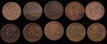 Lote composto por 10 moedas de 10 Centavos, sendo 6 cunhadas em 1948 e 4 cunhados em 1949.