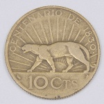 Lote composto por uma moeda Uruguaia de 10 centavos, comemorativa datada de 1930.