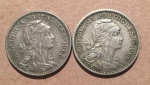 Lote composto por duas moeda de 50 Centavos da Republica Portuguesa cunhadas respectivamente em 1966 e 1968.