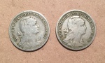 Lote composto de duas moedas da Republica Portuguesa de 50 Centavos, cunhadas respectivamente em 1927 e 1928.