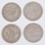 Lote composto por quatro moedas da Republica Portuguesa de 2,50 Escudos cunhadas respectivamente em 1963, 1965, 1967 e 1969.
