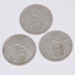 Lote composto por três moedas Espanholas de 25 Pesetas cunhadas em 1957.