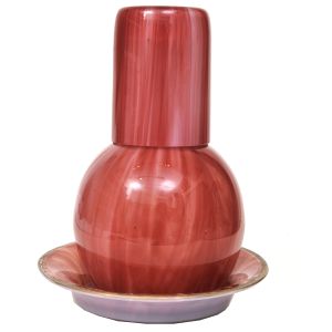 Verre d´eau em opalina Baccarat `milk glass` com manchas na cor vermelha e branca, séc. XIX. Altura: 20 cm