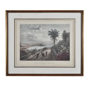 Litogravura à cores segundo obra de Rugendas `Rio de Janeiro - Nsa. Sra. da Glória - 1822`, Impresso por Elgelmann e gravado por V. Adam. Medidas: 
