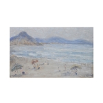 MANOEL SANTIAGO - Óleo sobre madeira `Praia do Leme` assinado no c.i.d. Med.: 39 x 60 cm (tela) ou 60 x 83 cm (c/ moldura)