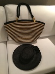 Conjunto : bolsa e chapéu para praia ,med : ( bolsa 31 x 54 cm , com ziper) 5 fotos.