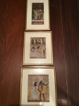 3 papiros ( originais),com vidro e moldura , med: : maior 0,31 x 0,20 cm , 5 fotos.
