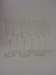 Seis taças de cristal para champanhe com lapidação circular, altura 23 cm.