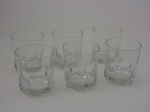 Seis copos cristal lapidado para whisky, altura 9  cm.