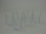 Seis copos em cristal liso. Altura  12 cm.