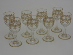 Oito taças em cristal Saint Louis , francês  com decoração a ouro. altura  8 cm.