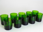 Dez copos para whisky  canelados na cor verde, altura  9 cm.