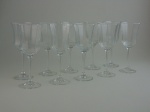 Dez taças de cristal oitavado. Altura 20 cm.