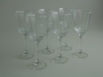 Seis taças de cristal oitavado. Altura 17 cm.