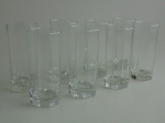 Oito copos de cristal oitavados. Altura 14,5 cm.