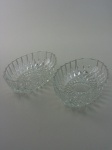 Duas petisqueiras em cristal. Altura 5 cm, comprimento 20 cm, largura 12 cm.