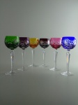 Seis taças de cristal francês lapidadas, altura 19 cm.
