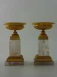 Par de Casole, cristal de rocha e bronze com banho de ouro, altura 24 cm.