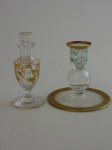 Castiçal em cristal, altura 10 cm,vaso solitário  em cristal ,altura 12 cm.
