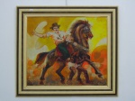 Óleo sobre tela  atribuída a LIELZO AZAMBUJA. . Altura 60 cm, largura 60 cm.
