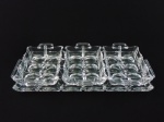 Petisqueiras em cristal lapidado. Comprimento 38 cm,  largura 20 cm.