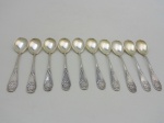Dez colheres para cafezinho em metal prateado