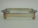 Travessa com suporte em metal prateado.  Comprimento 45 cm  , largura 25 cm .