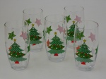 Cinco copos com decoração de natal. altura 14 cm.