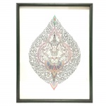 Mosaico em papel representando figura indiana. 48 x 33 cm.