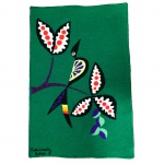 Kennedy Bahia - Tapeçaria com decoração de pássaro e folhas. Assinado, cie. 97 x 65 cm.